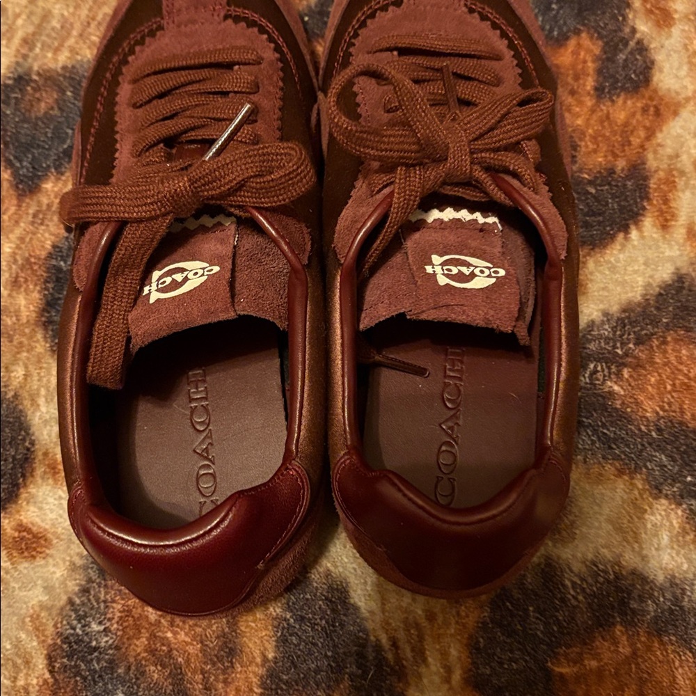 Coach Maroon Suede Lace-Up Sneakers - Picture 3 of 4